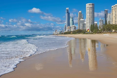 Surfers Paradise skyline at Beach in Gold Coast