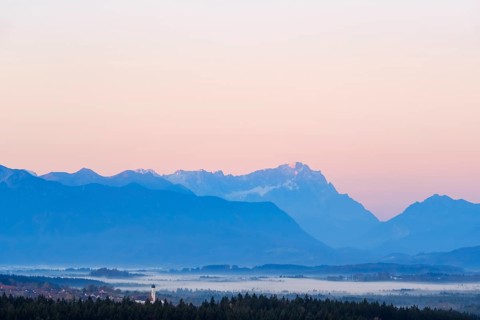 Konigsdorf and Zugspitze with dawn