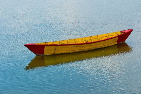 Colorful boat on Phewa Lake