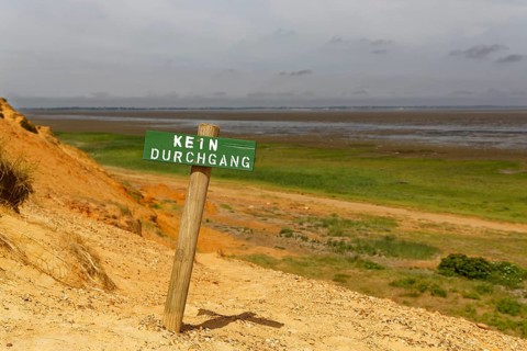 Prohibition sign at Morsum cliff