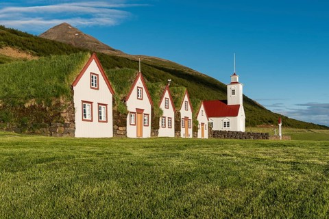Old icelandic turf houses Laufas