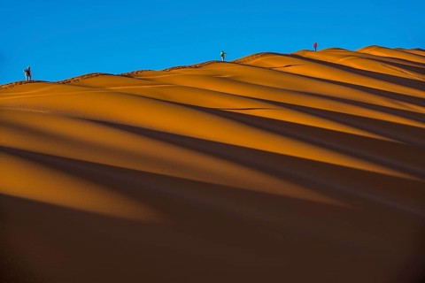 Tourists climb on a sand dune in the Sossusvlei
