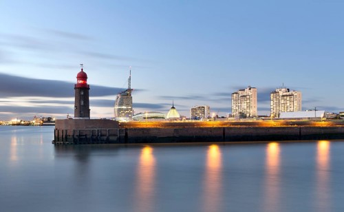 Lighthouse Nordmolenfeuer at the harbour entrance