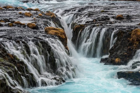 Waterfall Bruarfoss in winter