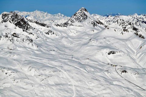 Snow-covered ski slopes
