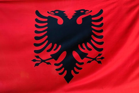 Albanian flag with double-headed eagle