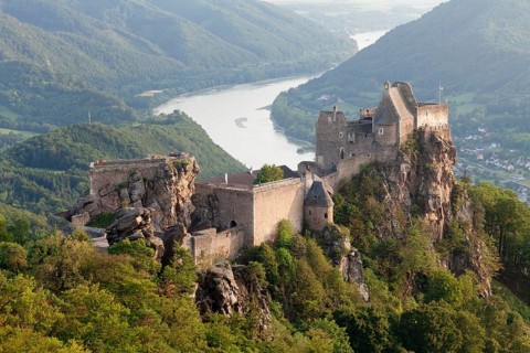 Ruin of Aggstein Castle in the evening light