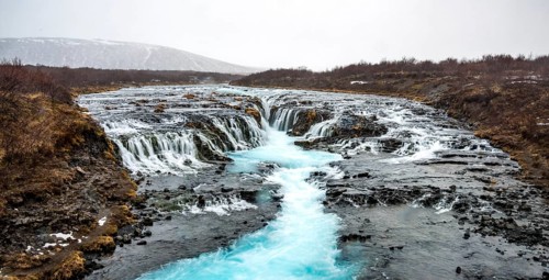 Waterfall Bruarfoss in winter