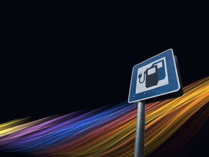 Information sign for electric car charging stations