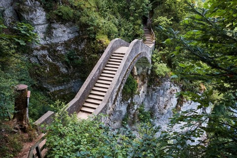 Built in 1893 Devil's Bridge at Inzigkofen in the Danube valley