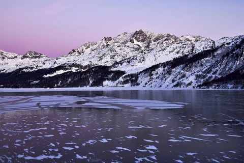 Frozen Lake Silsersee in winter