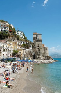 Holiday-makers on the beach