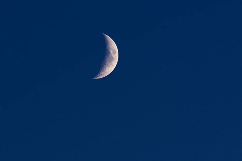 Moon crescent in the evening sky