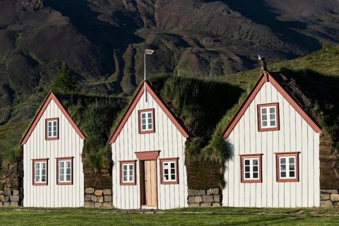 Old icelandic turf houses Laufas