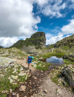 Hiker at a small lake