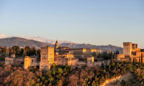 Alhambra on the Sabikah hill at sunset