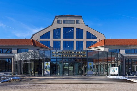 Main entrance of the Deutsches Museum Verkehrszentrum