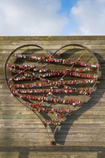 Love padlocks in a Metal Heart