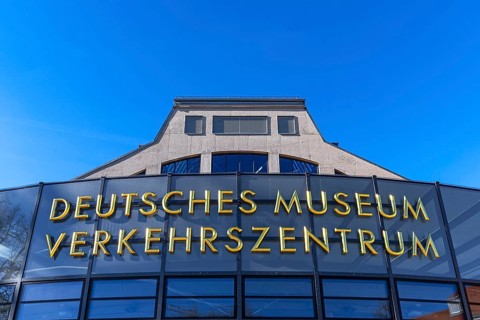 Letter above the main entrance to the Deutsches Museum Verkehrszentrum