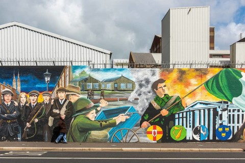 Political graffiti on wall in West Belfast
