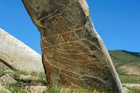 Stone stele with engravings
