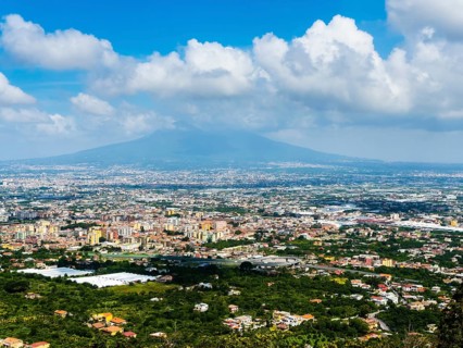 View of Castellammare di Stabia with Vesuvius
