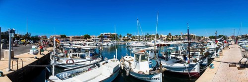 Port with fishing boats