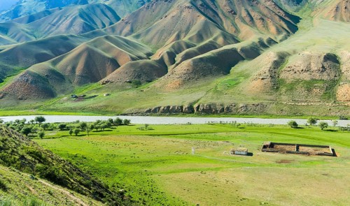 Mountain landscape at Naryn River