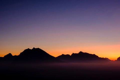 Silhuette of Watzmann and Hochkalter