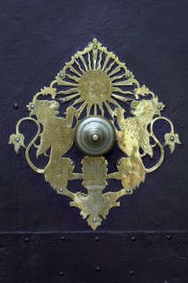 Two lions with sun