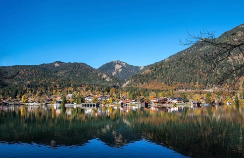 View of the village Walchensee in autumn
