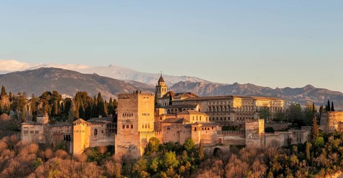 Alhambra on the Sabikah hill at sunset
