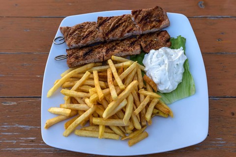 Dish with Souvlaki