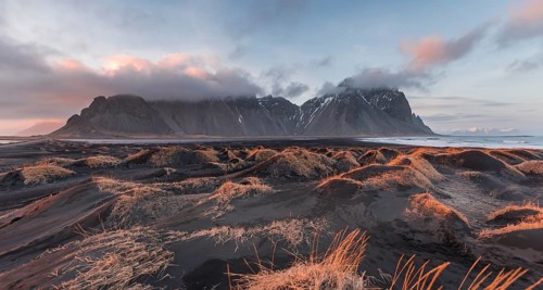 Evening atmosphere at the lava beach