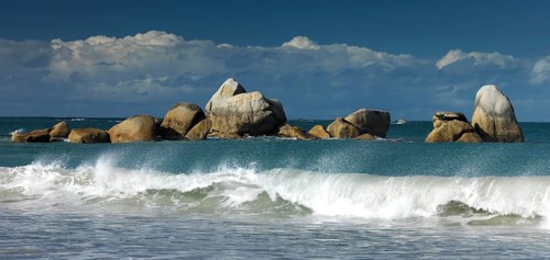 Breaking waves on the beach