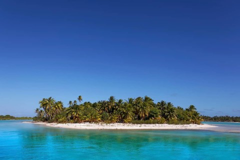 Solitary island in lagoon