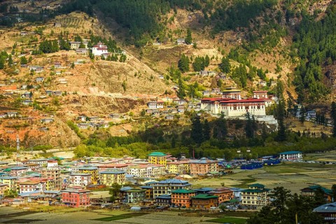 View of Paro and monastery fortress