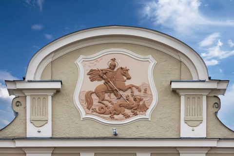 Gable with relief of St. George with dragon