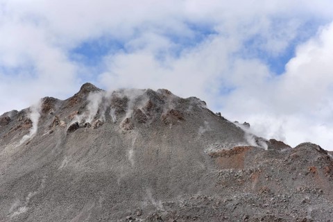 Smoking crater of the volcano Chaiten