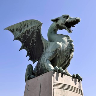 Bronze statue of a dragon on the Dragon Bridge