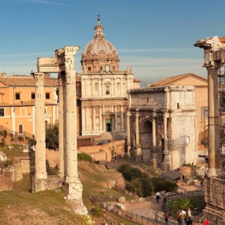 Roman Forum with Saturn Temple and Severus Arch
