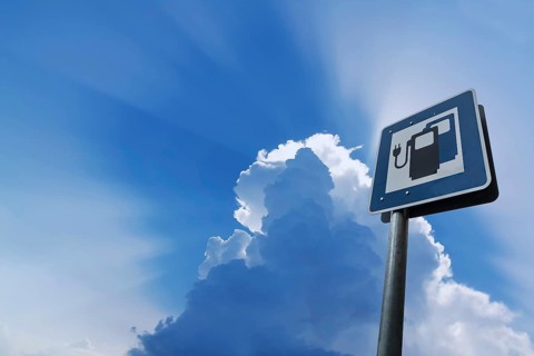 Information sign for electric car charging stations