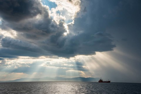 Silhouette of a ship