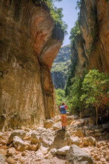 Female hiker in a gorge