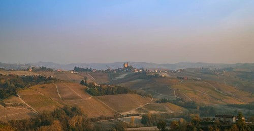 View of the medieval castle in Serralunga D' alba