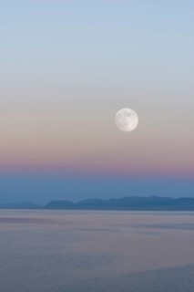 Moon rising over Song Kol lake