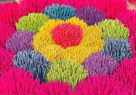 Colourful incense sticks