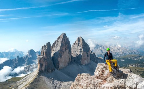 Hiker at the summit of the Paternkofel