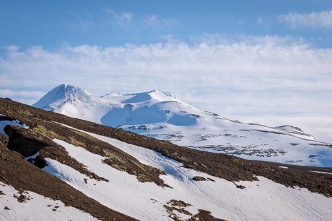 Snow-covered volcano