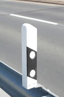 Road bounding post at guard rail